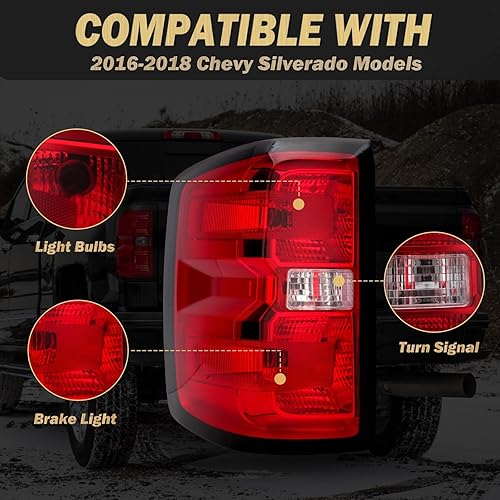 Miniatura 3 de Conjunto de luz trasera compatible con Chevy Silverado 1500 2500HD 3500HD 2014-2018, GMC Sierra 3500HD lado izquierdo
