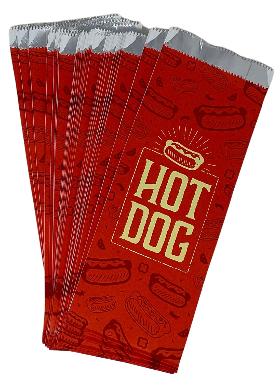 Hot Dog Grease Proof Food Wrapper Bags (100)