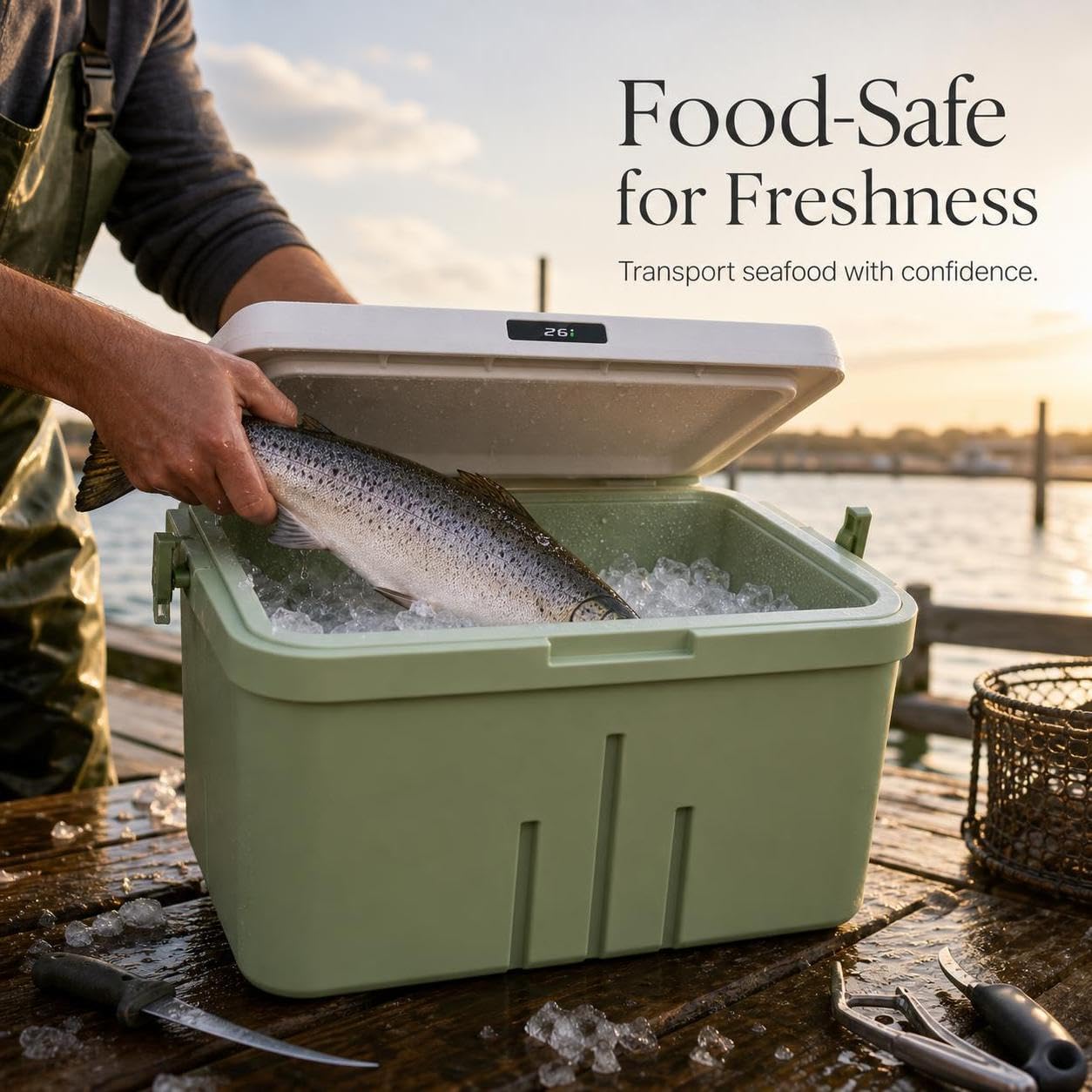 Frigo Portatile Isolato per Campeggio e Picnic - Scatola Termica Contenitore Termico per Alimenti e Bevande - isolata