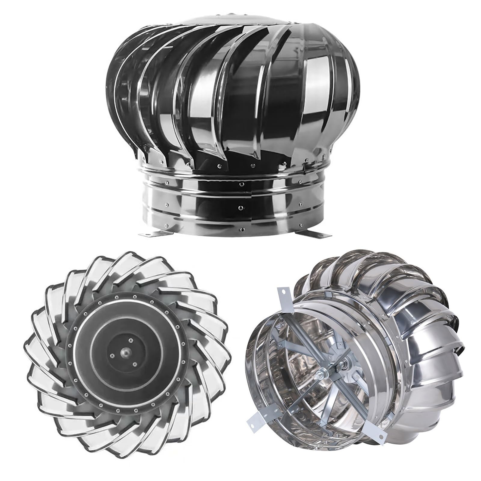 Sombrero de Chimenea De Techo Sombrerete Chimenea Acero Inoxidable 304 | Extractor De Humos Giratorio Campana para Instalaciones Industriales Fábrica Granjas Garaje Extracción Aire 75-500mm(350mm)