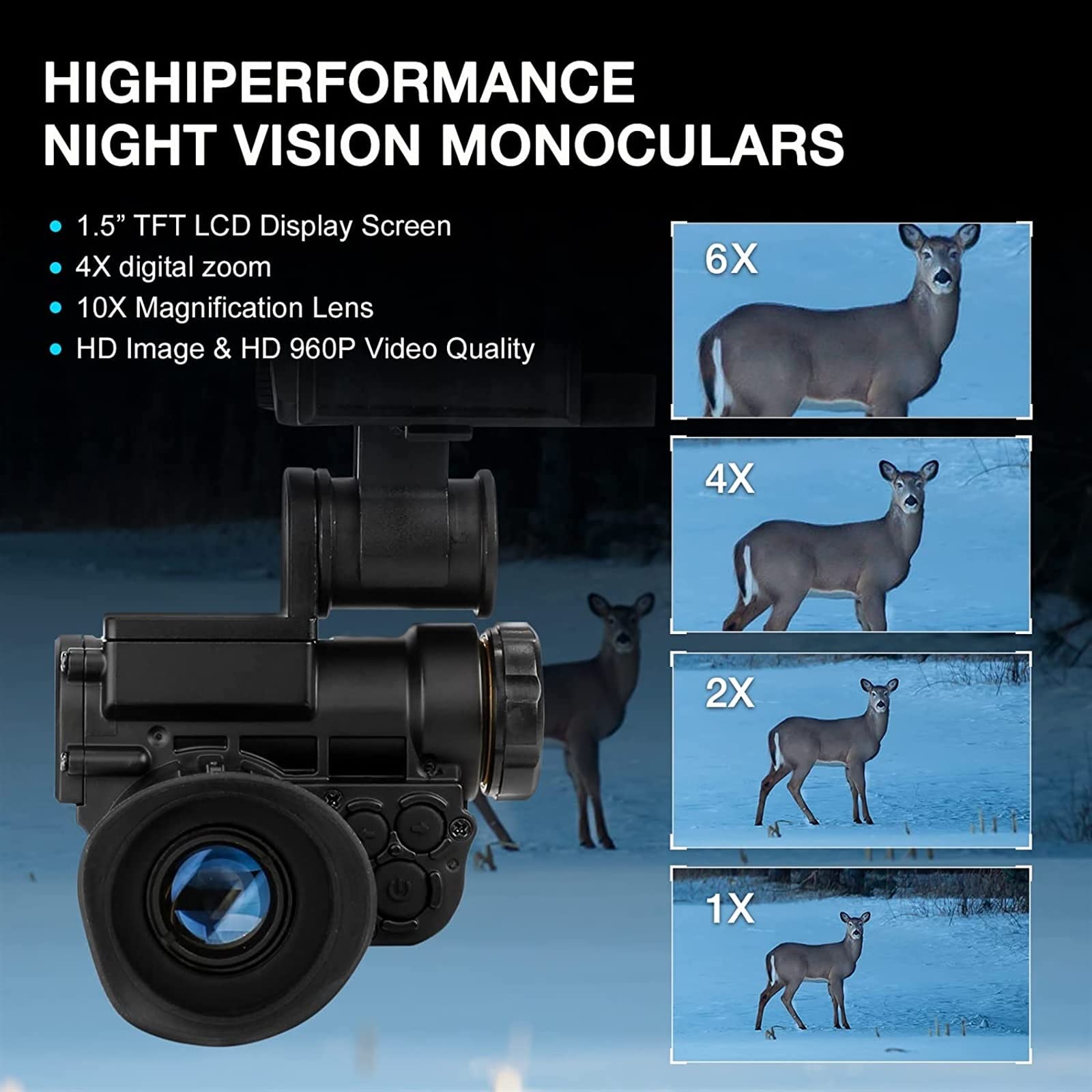 NVG10 Visión Nocturna Monocular Mili-tary 1080P Visión Nocturna Táctica Verde IP66 Zoom Digital Gafas Dispositivo de