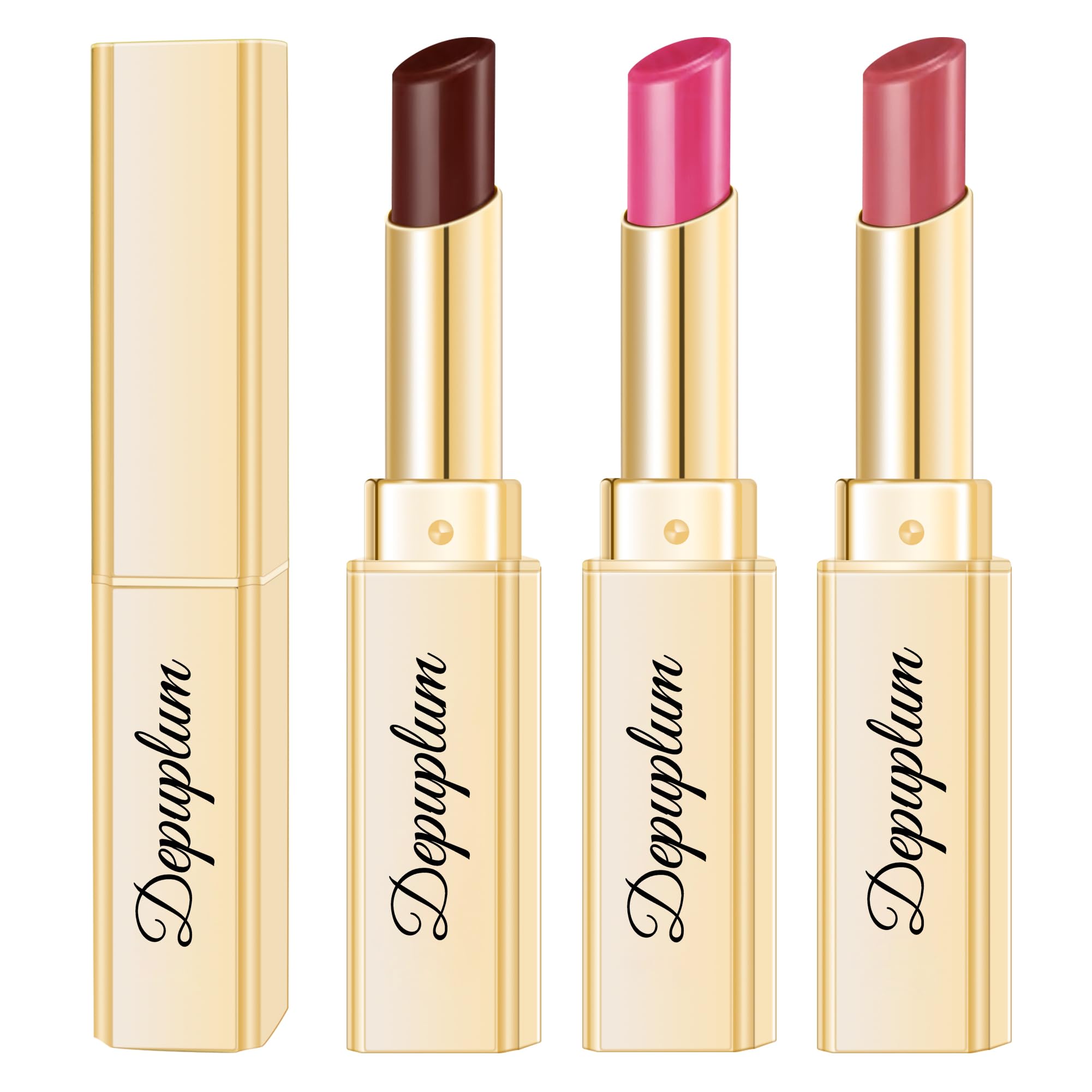 Lippenstift, feuchtigkeitsspendend, 3 Stück, intensives Rosa, feuchtigkeitsspendend, mittlere Deckkraft, langanhaltender Lipgloss, für trockene Lippen, DM65/89/96