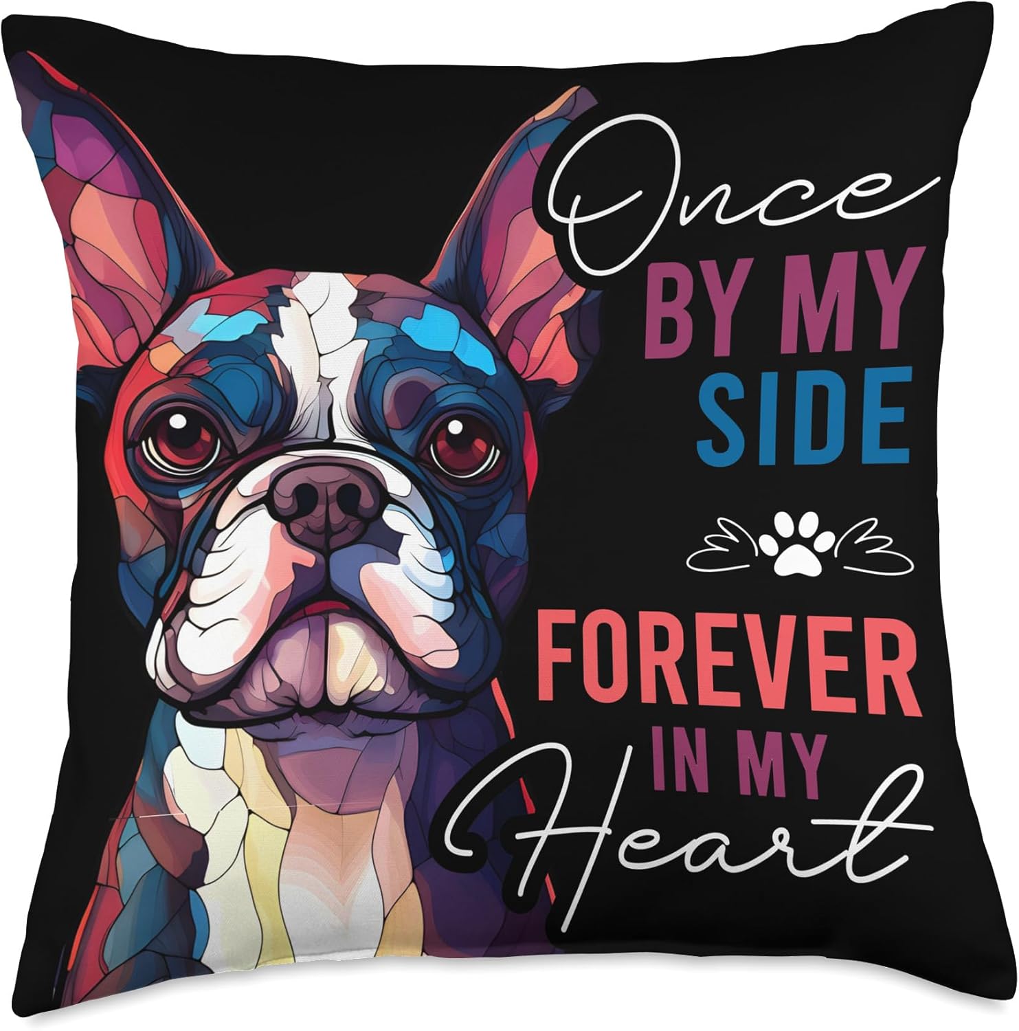 Dog Death Sympathy Gift Pet Memorial Gift Boston Terrier Throw Pillow