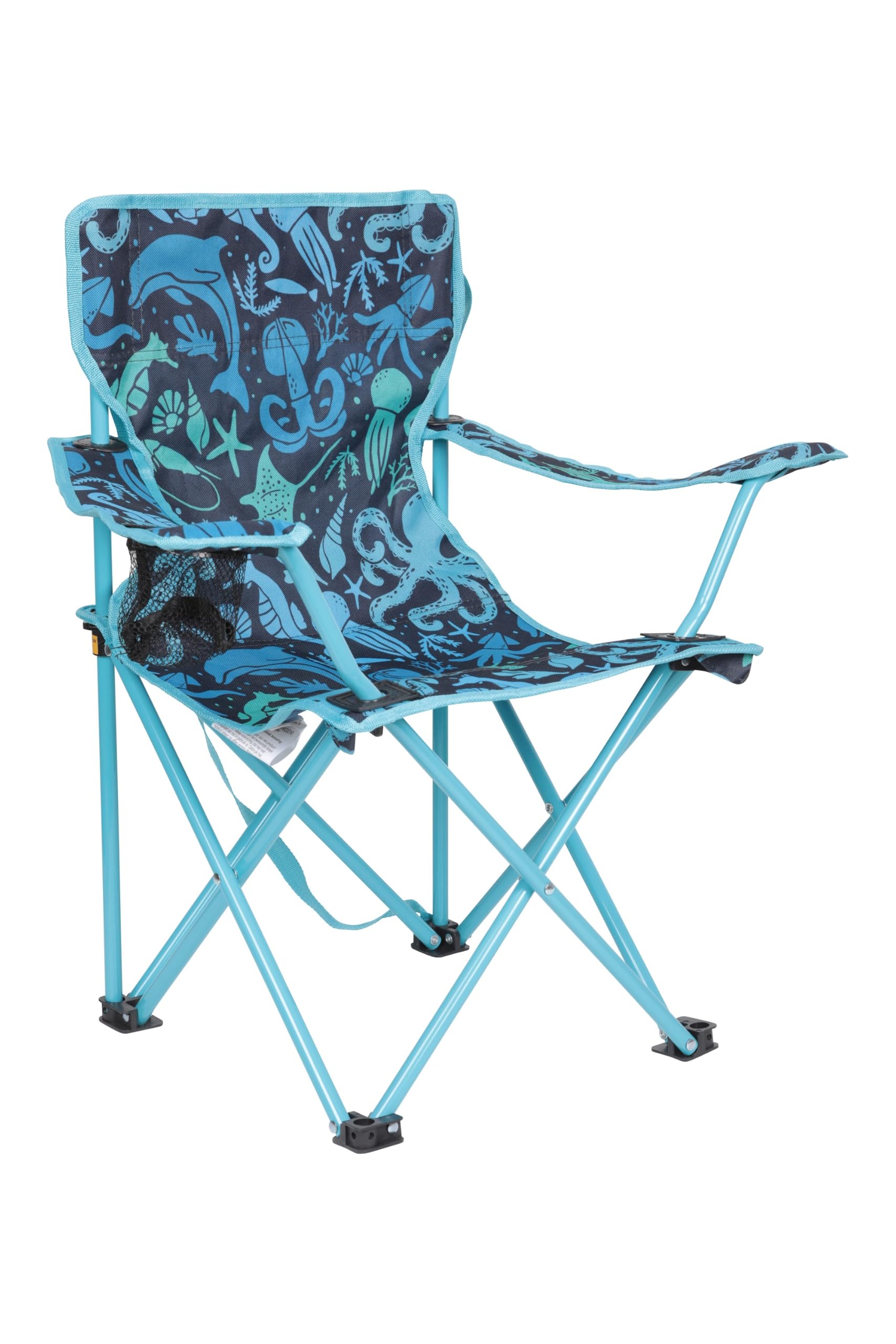 Mountain Warehouse Patterned Mini Folding Chair - Lightweight & Durable Camping Seat, 50kg/110lb max - Spring Summer, Outdoors, Picnic, Garden & Hiking Bright Blue One Size