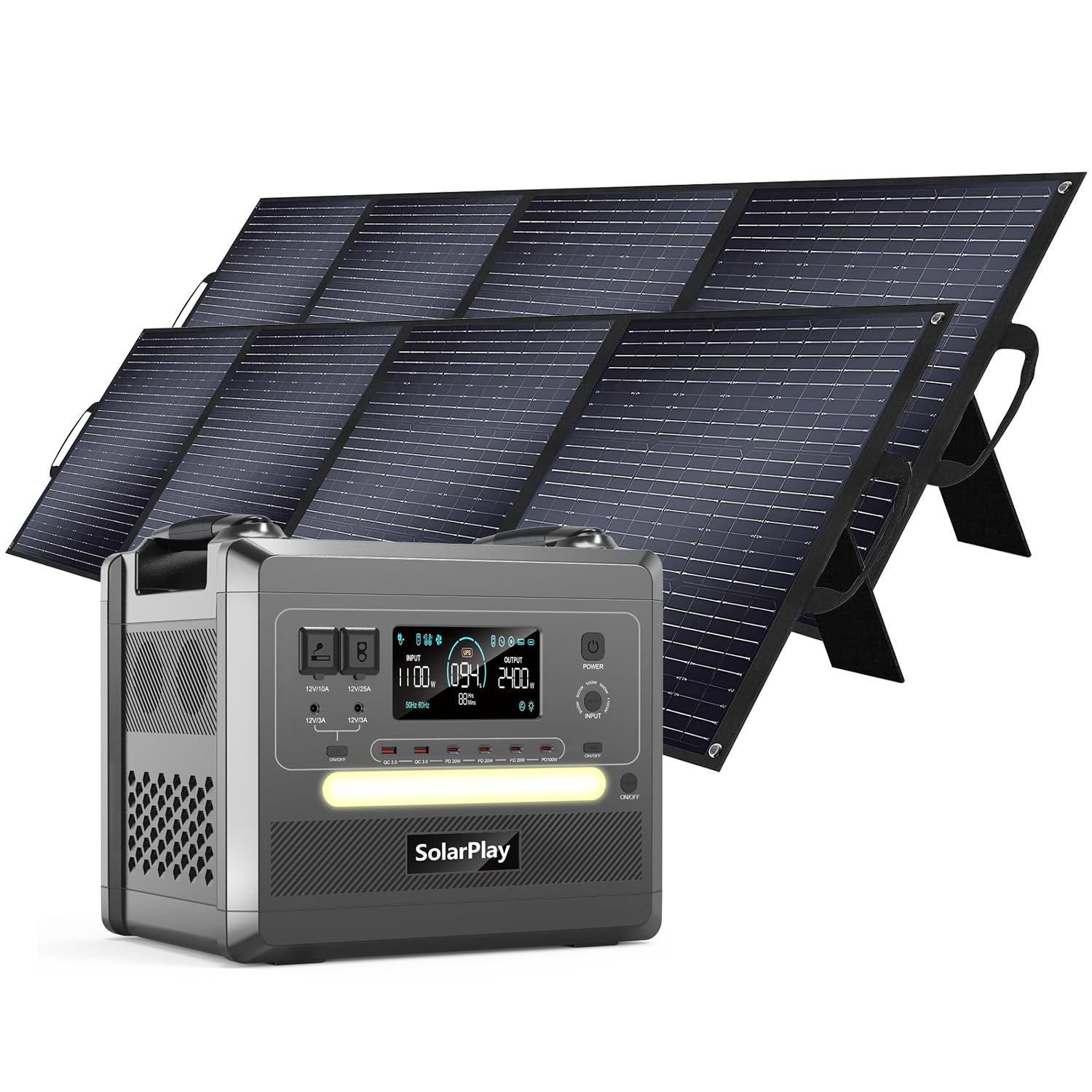 All_From_Italy商品❣️ SolarPlay ポータブル電源 Amazon.co.jp: SolarPlay ポータブル電源 2400W ソーラーパネル 200W*2