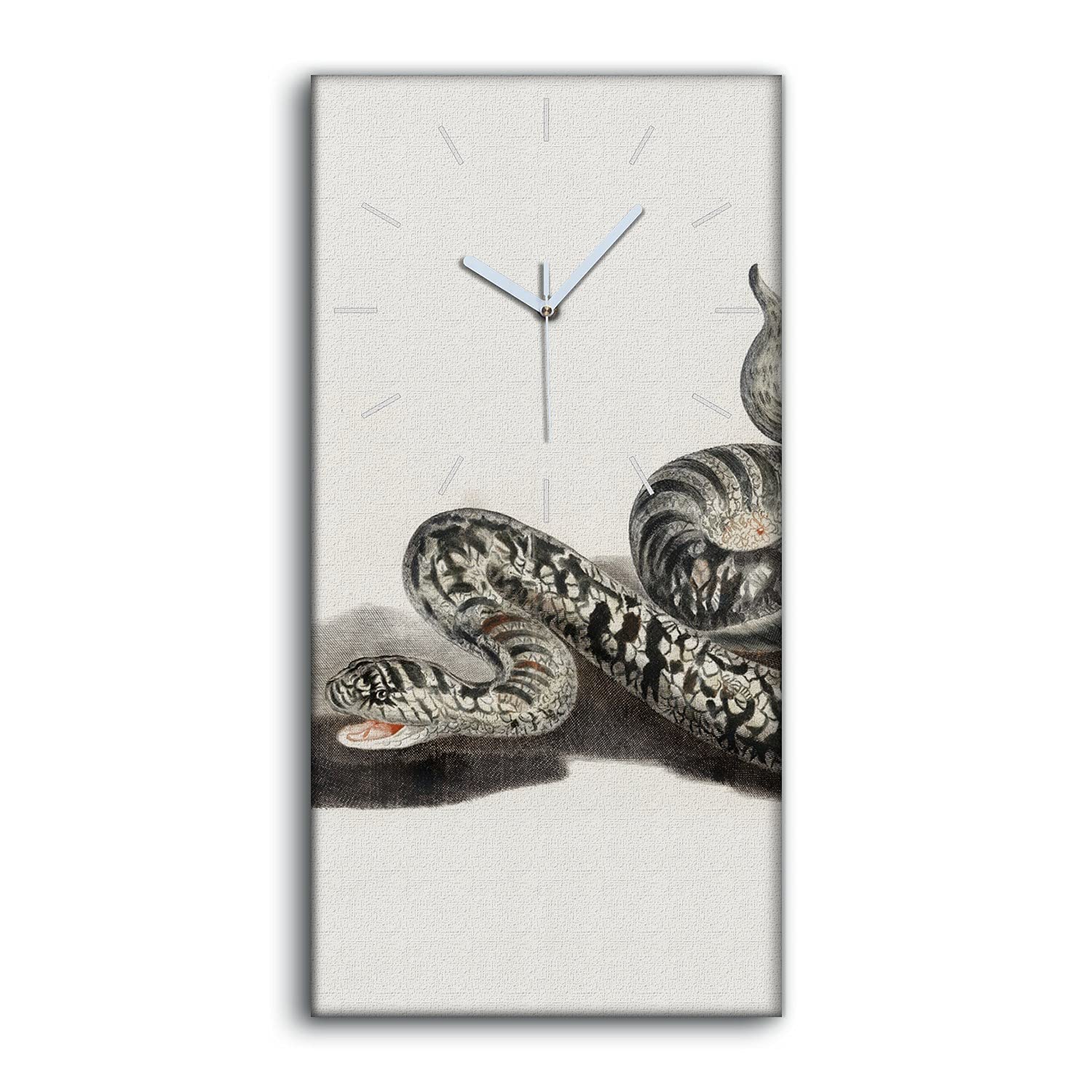Horloge Silencieuse sans Tic-Tac en Toile Motif Serpent Moderne 30x60