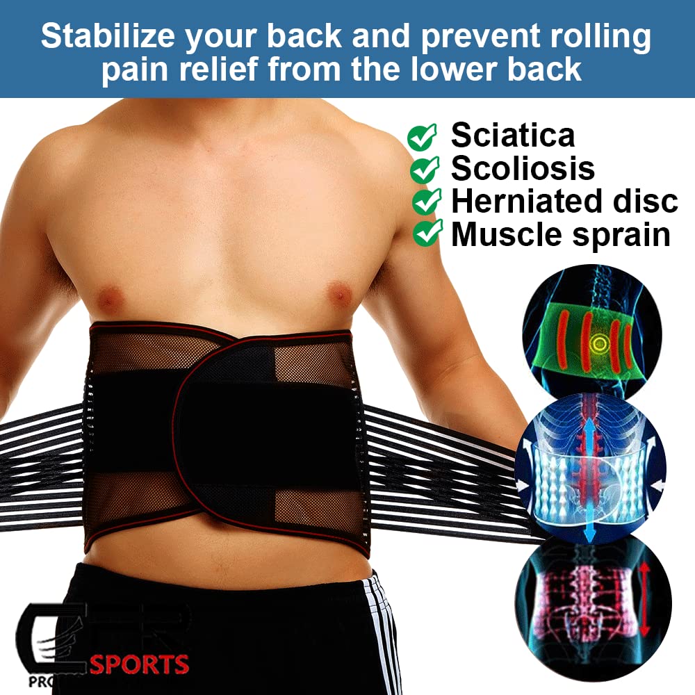 Cinturón Lumbar Ajustable de Doble Tirante para la Parte Inferior de la Espalda, Talla Grande 3XL-5XL, para aliviar el Dolor, diseño de Malla Transpirable con Correas Ajustables en la Zona Lumbar