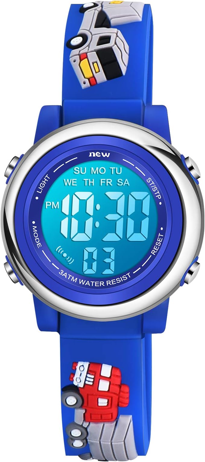 Kids Watches for Boys 3D Cartoon Waterproof Silicone 7 Color Flashing Lights Children Toddler Wrist Watch for Boy Little Child