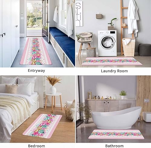 Vista 377 de Tapete de Feliz Navidad, tapete antideslizante para puerta delantera, baño, cocina, dormitorio, patio, entrada, 16 x 24 pulgadas, rojo, negro y verde