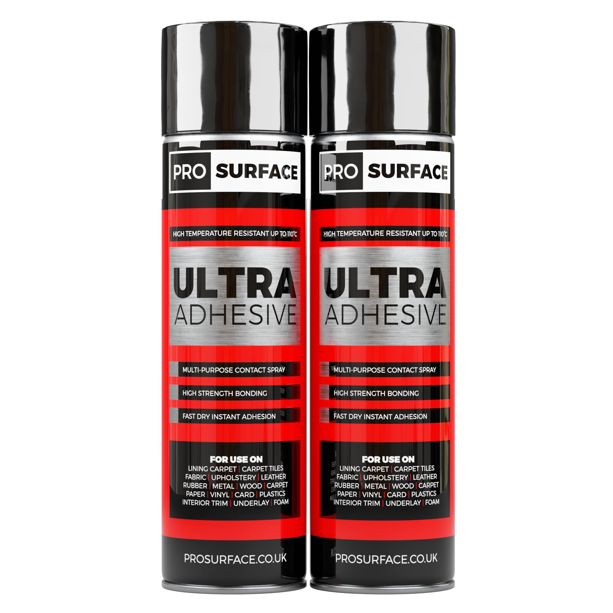 2 Cans Ultra Adhesive - High Temperature Multi-Purpose Contact Spray Adhesive 500ml