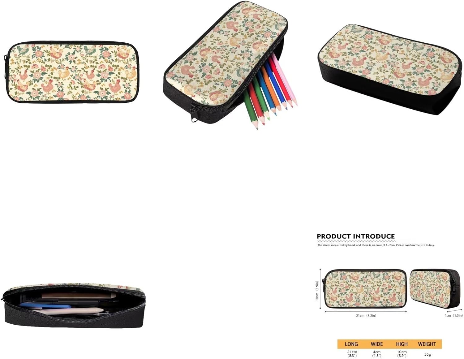 AmzPrint 4 In 1 Chicken Backpack Set For Girls Print Chicken Backpack And Lunch Box Pencil Bag Water Bottle Holder For School