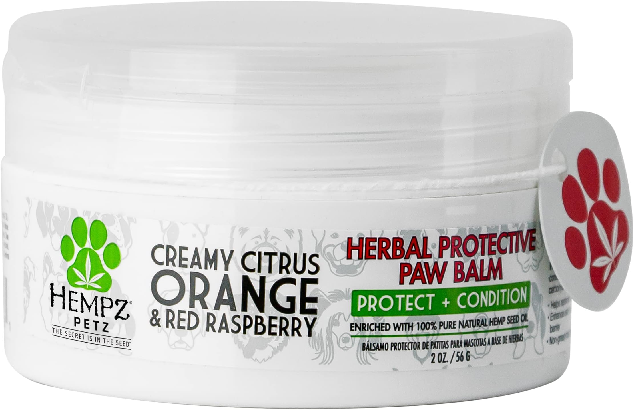 Hempz Petz Dog Paw Balm, Creamy Citrus Orange & Red Raspberry Herbal Protective Balm, 2 oz.
