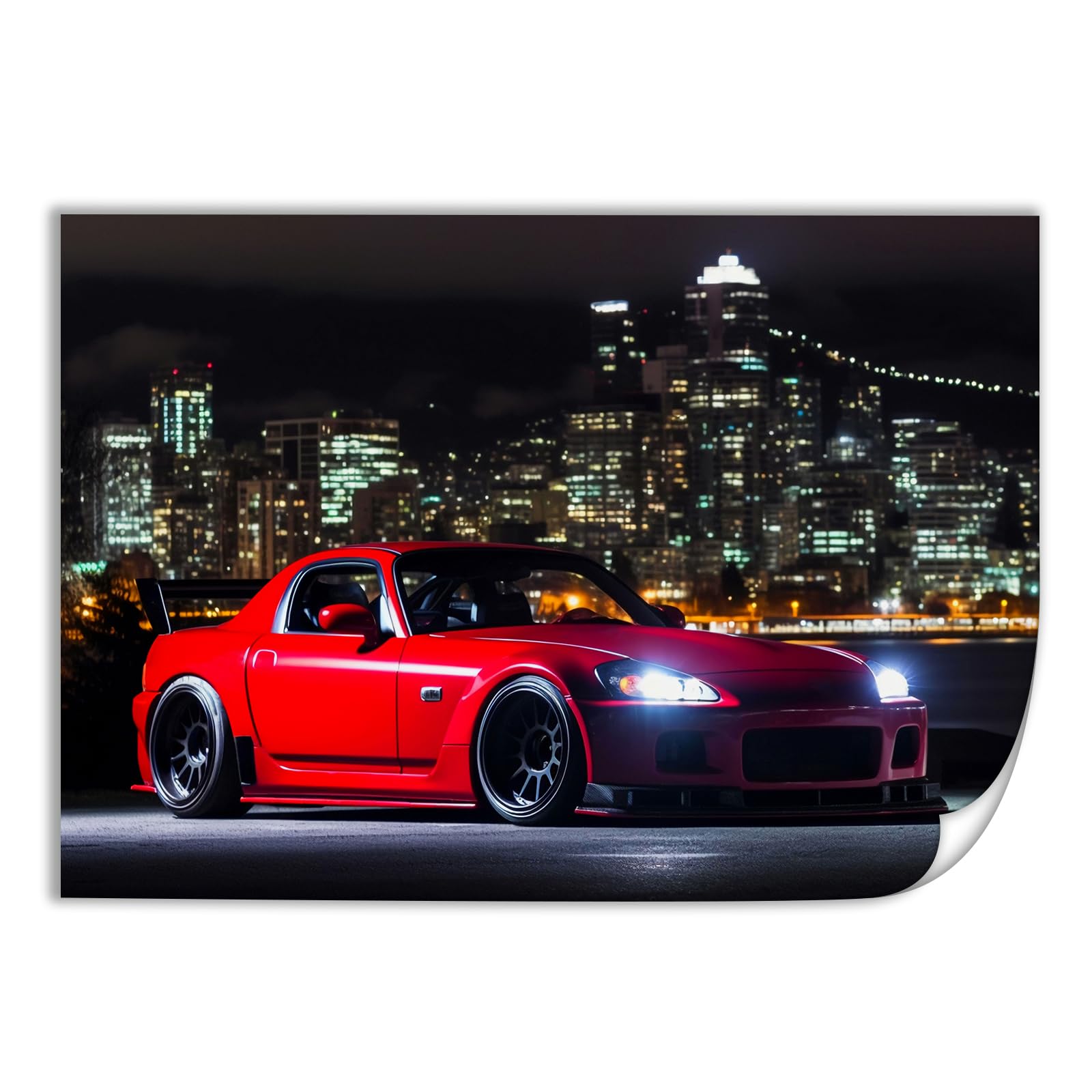 Amazon.com: Jdm S_2000 Red Sport Car Night City Posters