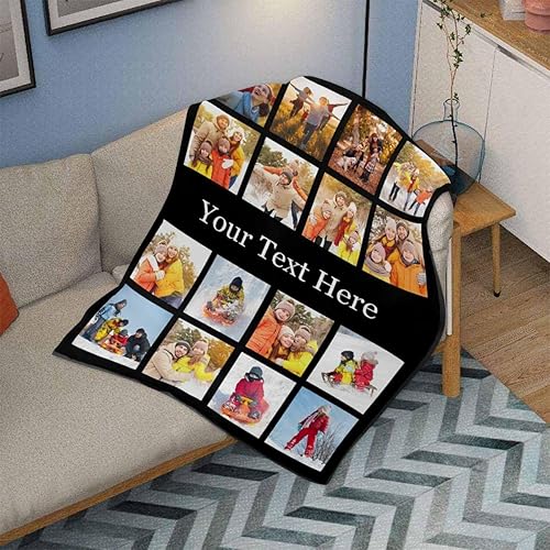 Miniatura 5 de Artsadd Manta personalizada de collage de 16 fotos para niños como regalo de cumpleaños, manta de cama personalizada con imágenes para mamá y papá,