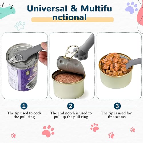 Miniatura 4 de Uiifan Tapa de comida para gatos, tapas para latas de comida para gatos, 8 piezas, juego de 5 tapas de silicona para gatos húmedos, 2 cucharas de