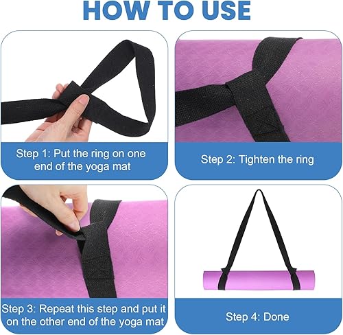 Miniatura 5 de 2 correas de transporte para esterilla de yoga, banda de fácil soporte, correa ajustable y duradera para llevar esterillas de ejercicio o