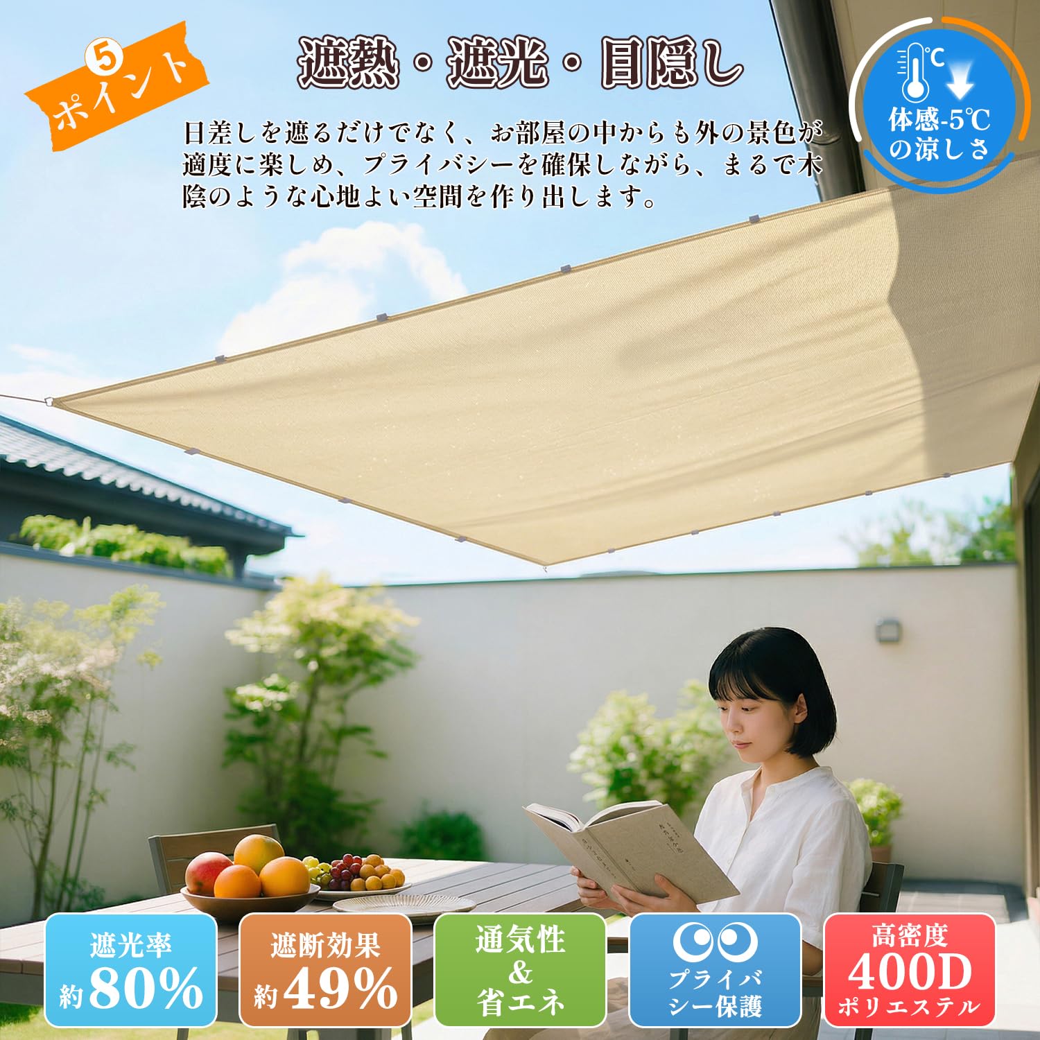 Amazon | XiaZ 改良版 日除け 雨よけ シェード 屋外 3*5M 撥水加工