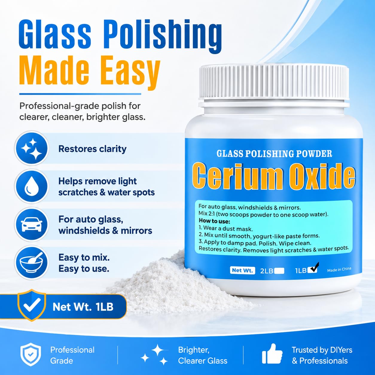 Cerium Oxide Glass Polish - Scratch & Spot Repair -4