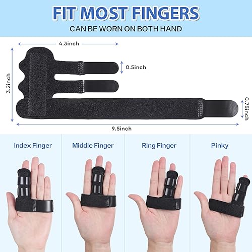 Miniatura 5 de Férula de dedo gatillo, férula de dedo índice con 3 correas ajustables para enderezar, roto y dedo puntero, férula para nudillos se adapta al
