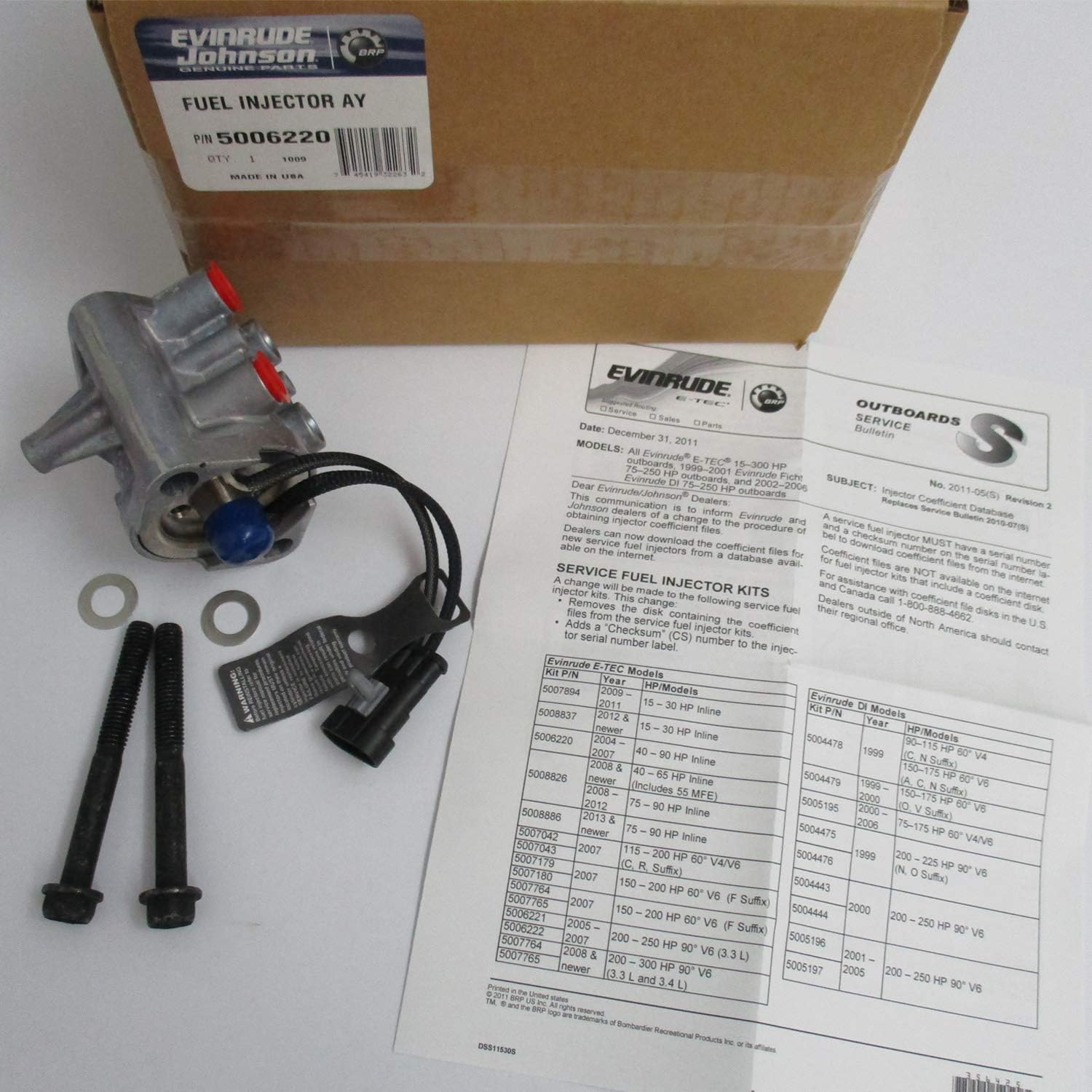 Evinrude/Johnson/OMC New OEM Fuel Injector Kit 4090HP 5006220, Fuel