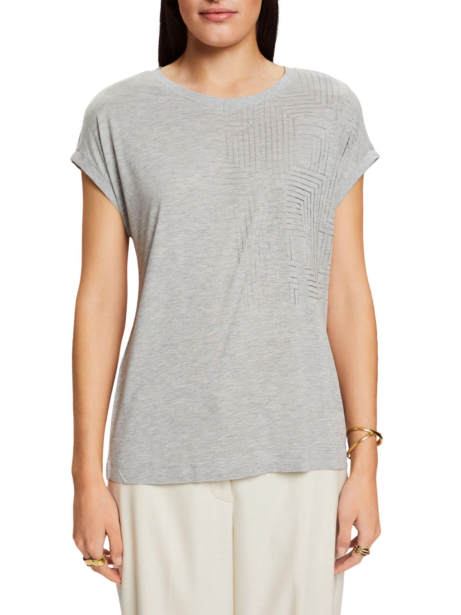 ESPRIT ESPRITESPRIT Women's 113eo1k312 T-Shirt, 044/Light Grey 5, XXS