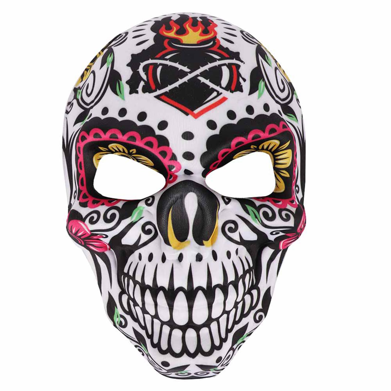 Vdaxvme Scary Skull Print Mask Mexican Day of the Dead Mask Halloween Costume Halloween Masquerade Bone Costume Supply Mexican Day Of The Dead Cosplay Scary Skull Print Props