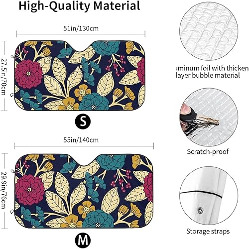 Miniatura 3 de Art red Blue and Yellow Flower Garden Sun Visor Protector Blocks UV Rays Keep Cool for Most Sedans SUV Truck Automotive Truck Passenger Car Minivan