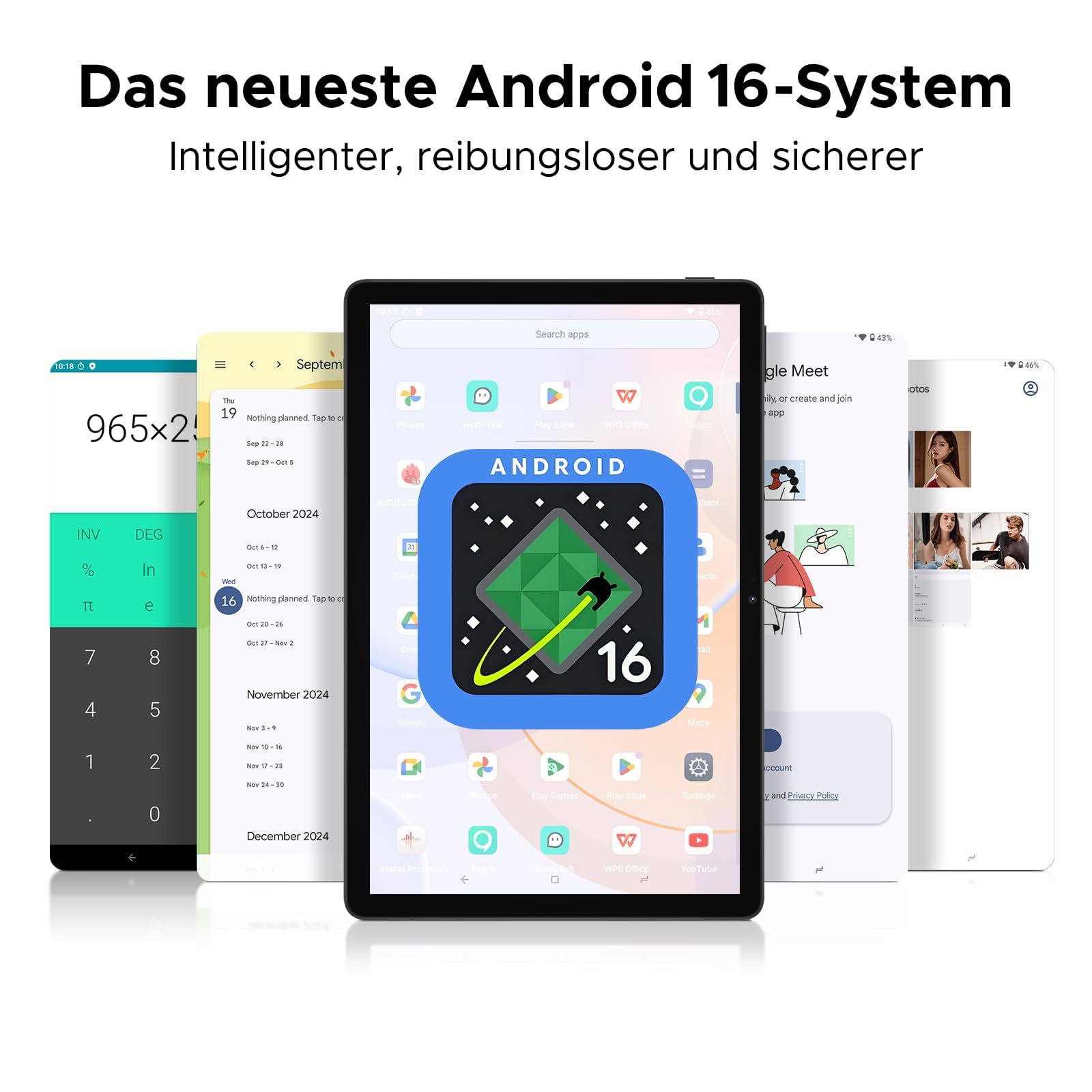 U11 Android 16 AI Tablet 11 Zoll, 16GB+128GB (2TB TF) Gaming Tablets, T7200 Octa Core, 8580mAh, Gemini AI, WiFi 5, 90Hz Display, 13MP+5MP,Tablet mit Tastatur, Maus, Stift,Hülle und Schutzfolie