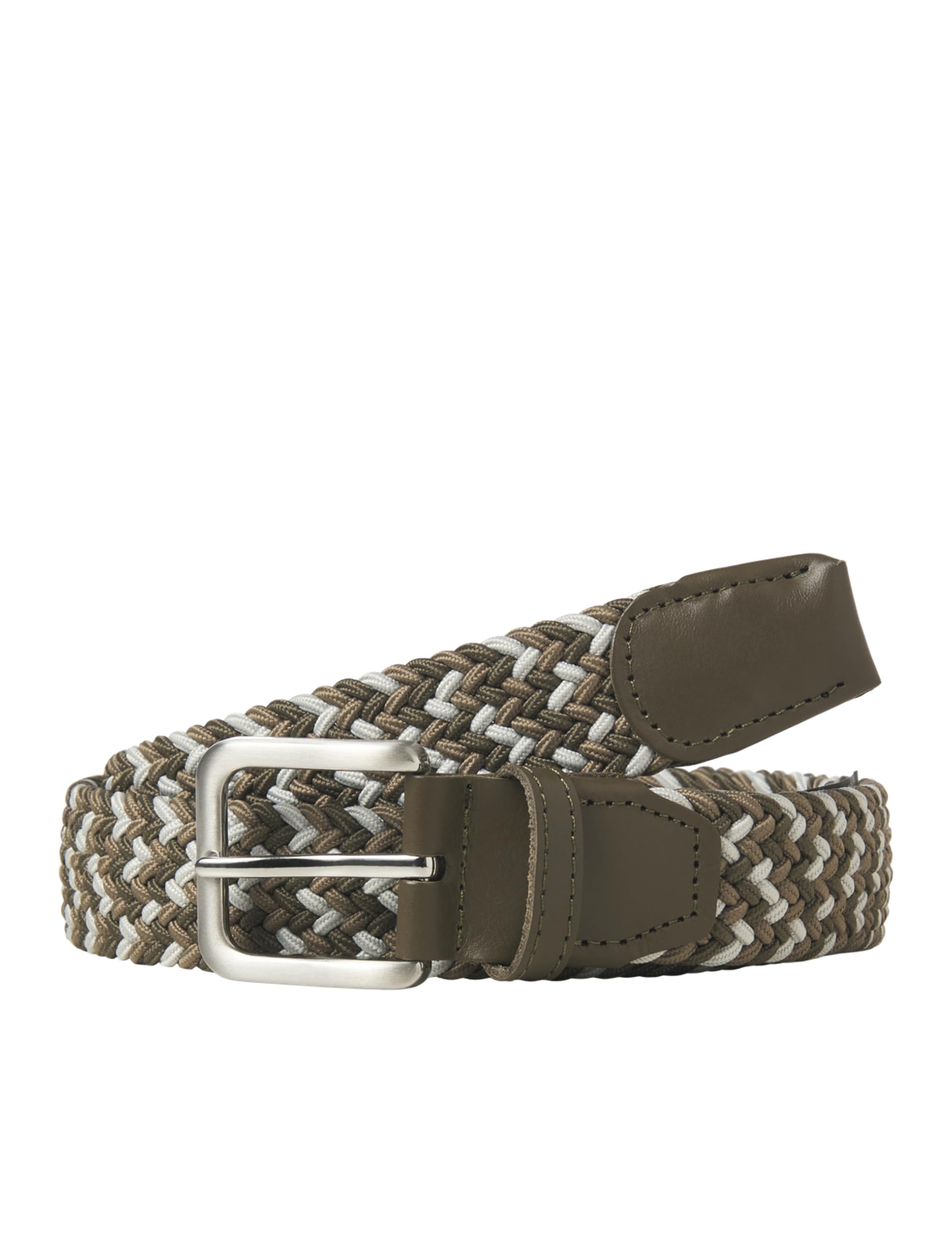 Jack & Jones Men's Silver Pin Buckle Braided Belt - Size: 80