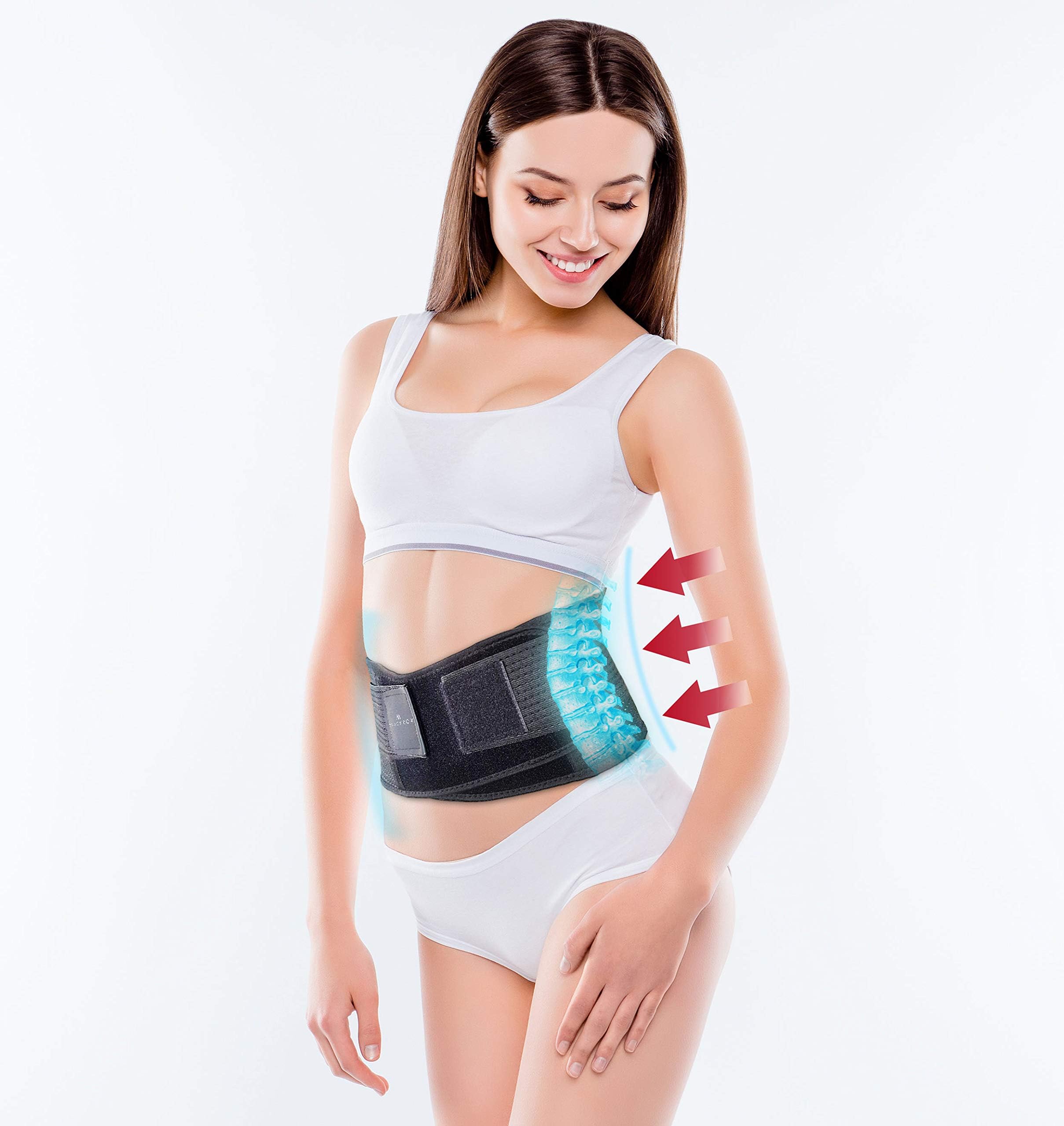BLACKROX LUMBAROX - Fascia lombare per la schiena per uomini e donne, ideale per stabilizzare e sostenere la schiena dritta, taglia M, nero