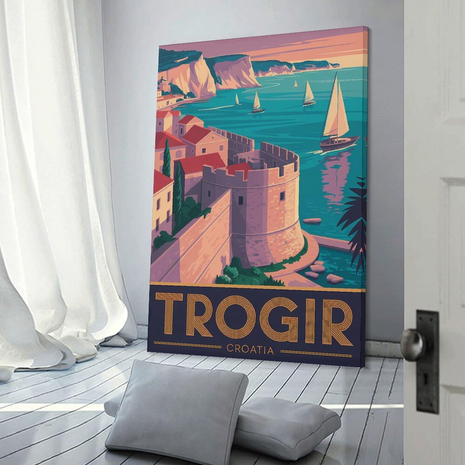 Junmoney Wall Picture Print Trogir Croatia Travel, 12x18inch(30x45cm), for Wall Displays, Bedrooms Or Room Updates, Wall Decor Suited to Curated Displays