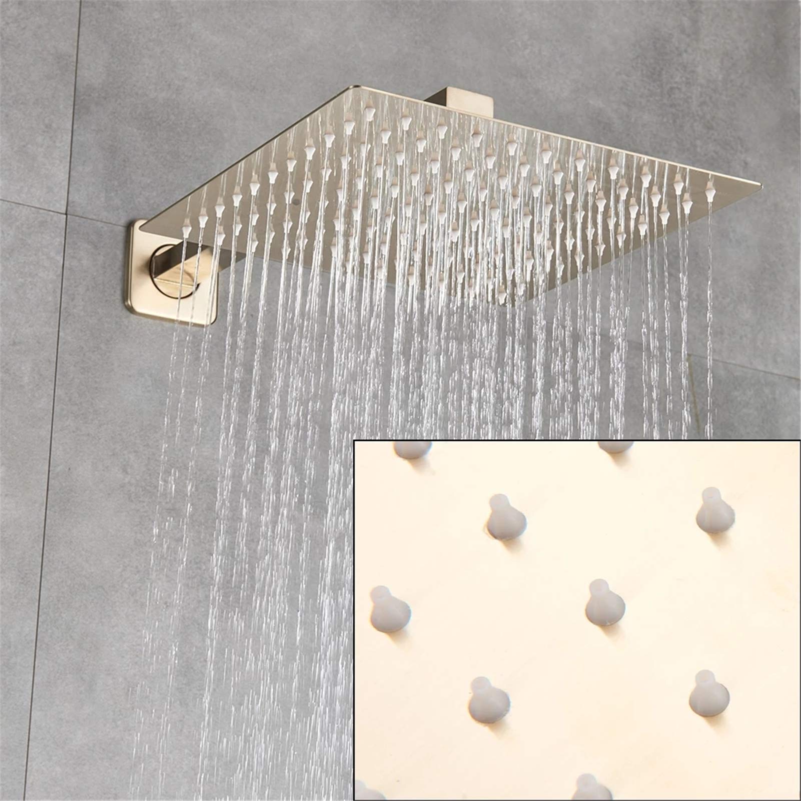agua duchaJuego de grifos de ducha de oro cepillado, sistema de ducha tipo lluvia para baño, caja integrada, grifo mezclador de ducha montado en la pared, grifo de ducha, 8 pulgadas (tamaño: 10 pulgadas)