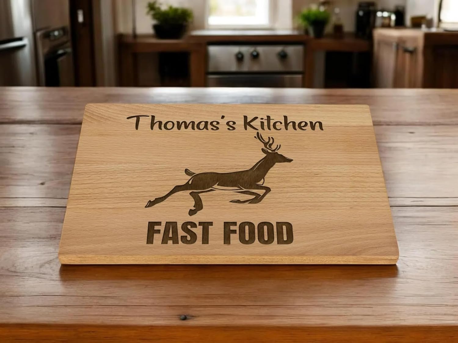 Funny Personalized Wooden Cutting Board Custom Name Gift Perfect For Christmas Holiday Kitchen Decor Serving Board With Engraved Deer Design Ideal For Hunters Cooks Or Home Chefs Rustic Holiday Gift