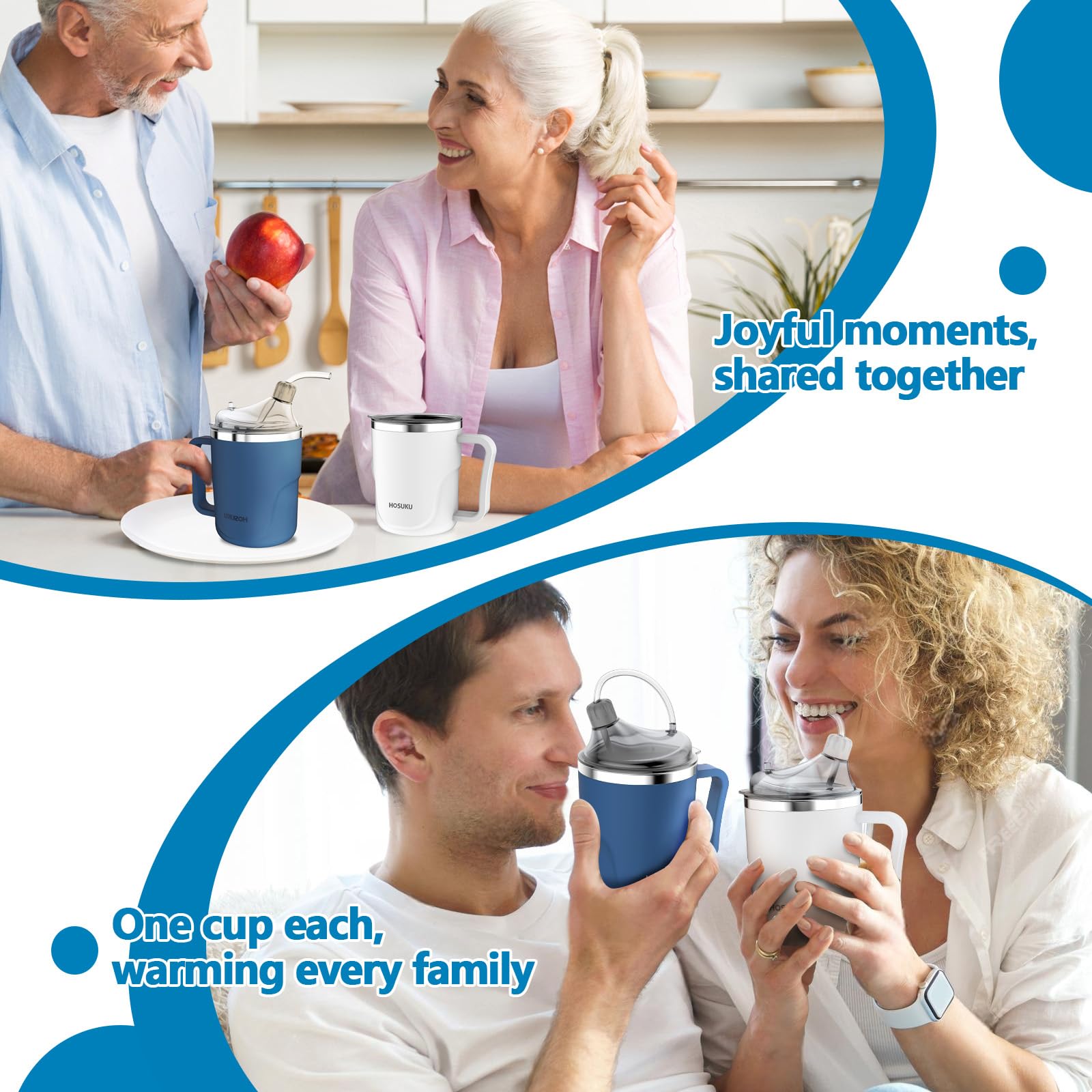 Amazon.com: HOSUKU Adult Sippy Cups for Elderly Spill Proof, 13.5oz Adult  Sippy Cup Set, Spill Proof Cups for Adults, Ideal for Couples or Parents,  Perfect for Water (Blue & White), Health &
