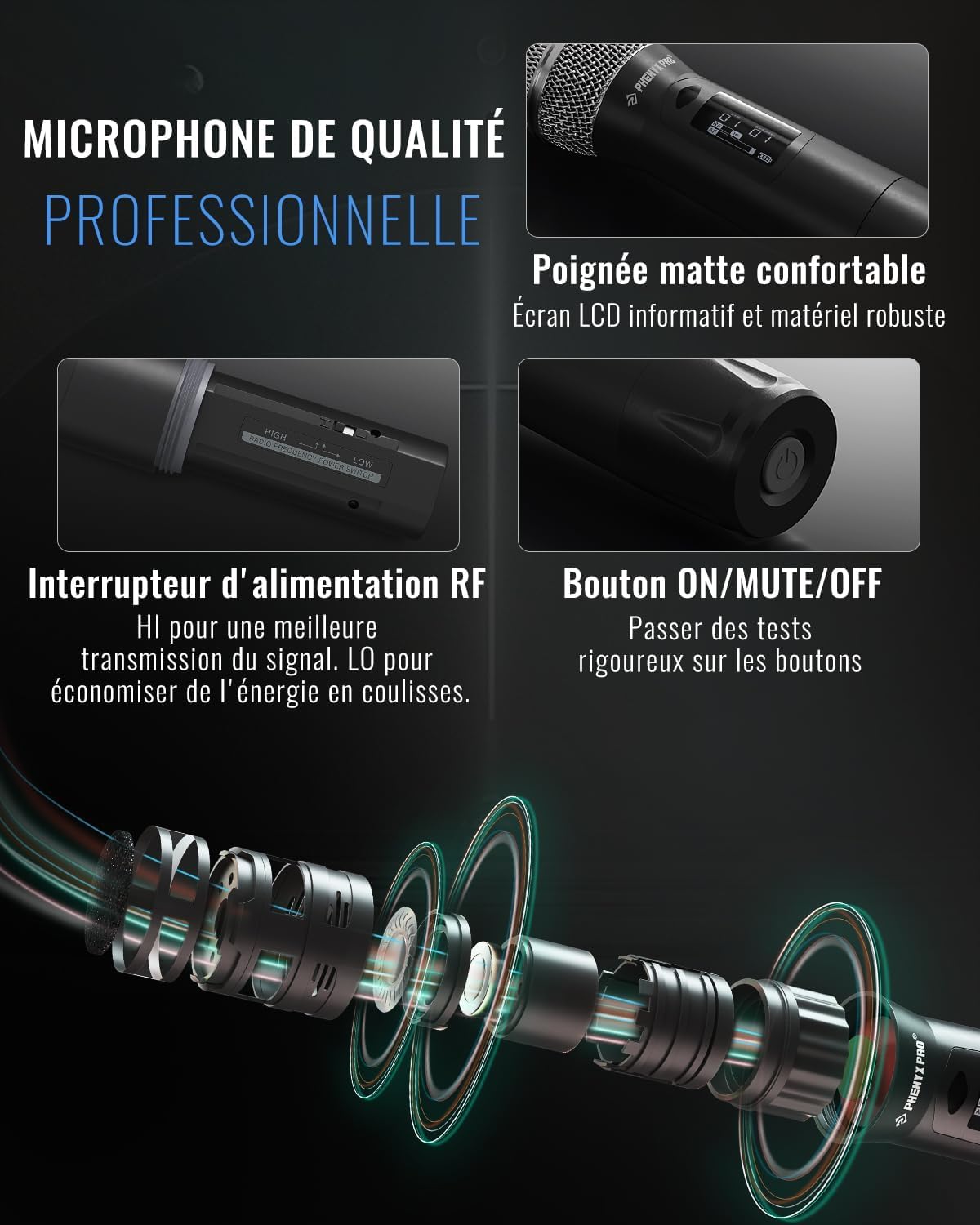 Phenyx Pro Système de Microphones sans Fil UHF Dual PTU-2U-1H1B