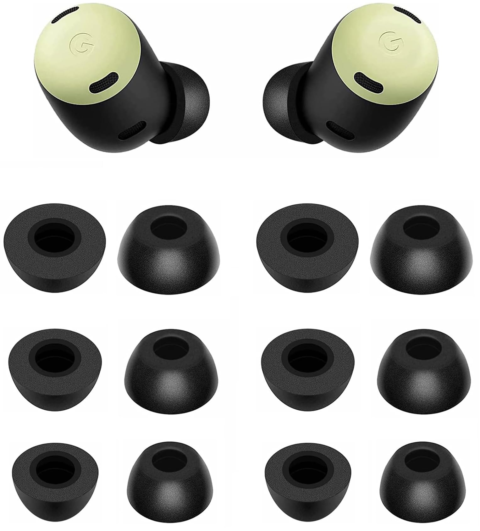 Almohadillas de espuma compatibles con auriculares Pixel Buds Pro, 6 pares de tamaños S/M/L, almohadillas de repuesto de espuma viscoelástica suave, compatibles con Pixel Buds Pro, 6 pares