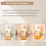 Lampe de table de fleurs séchées 5W LED Fleur pressée côté lit lampe Linge de table d'ombre lampe avec base en bois pour chambre bureau salon