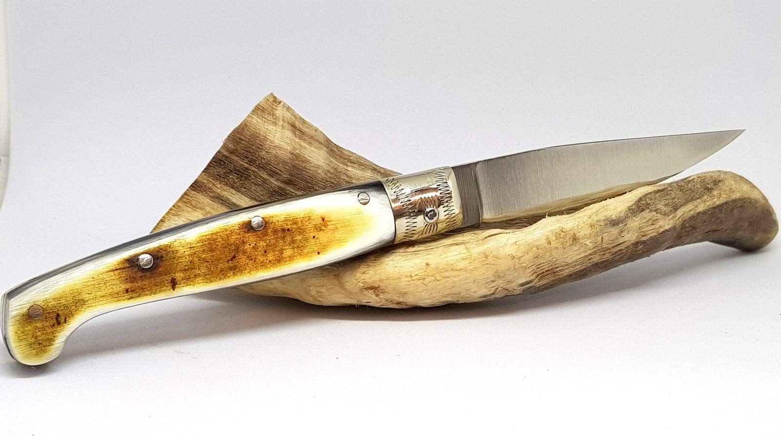 artigiano Ghiani Coltello SARDO PATTADA Artigianale Manico in Corno Collezione Tascabile da Caccia 53186