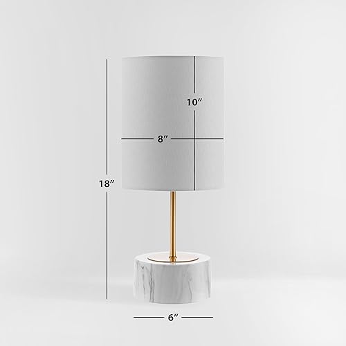 Miniatura 3 de SAFAVIEH Lighting Collection Kamilah - Puerto de carga USB moderno y contemporáneo con base de mármol blanco de 18 pulgadas, para dormitorio, sala
