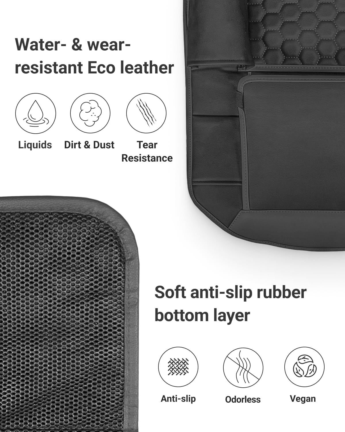 Owleys Back of Seat Organizer for Kids with Transparent Tablet Pocket & 8 Compartments | 27.5"x18.5" | Black Travel Accessory for SUV, Truck, Sedan, Van, Jeep