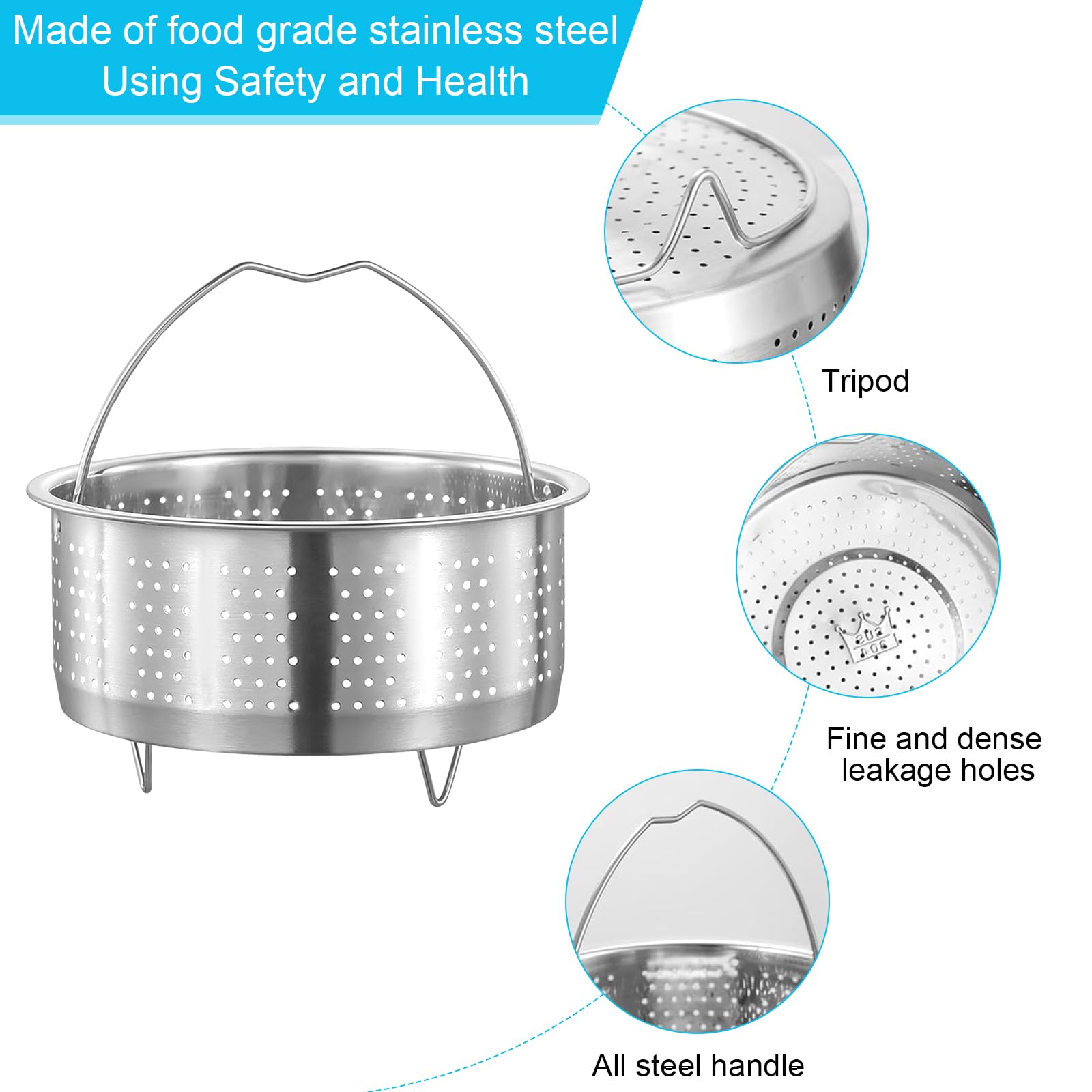 17.5 cm Cesta Vapor Acero Inoxidable Vaporera Inserto de Vapor Rejilla para Cocer al Vapor Soporte de Cesta Accesorios para Ollas para Cocer al Vapor Verduras Pescado Huevos