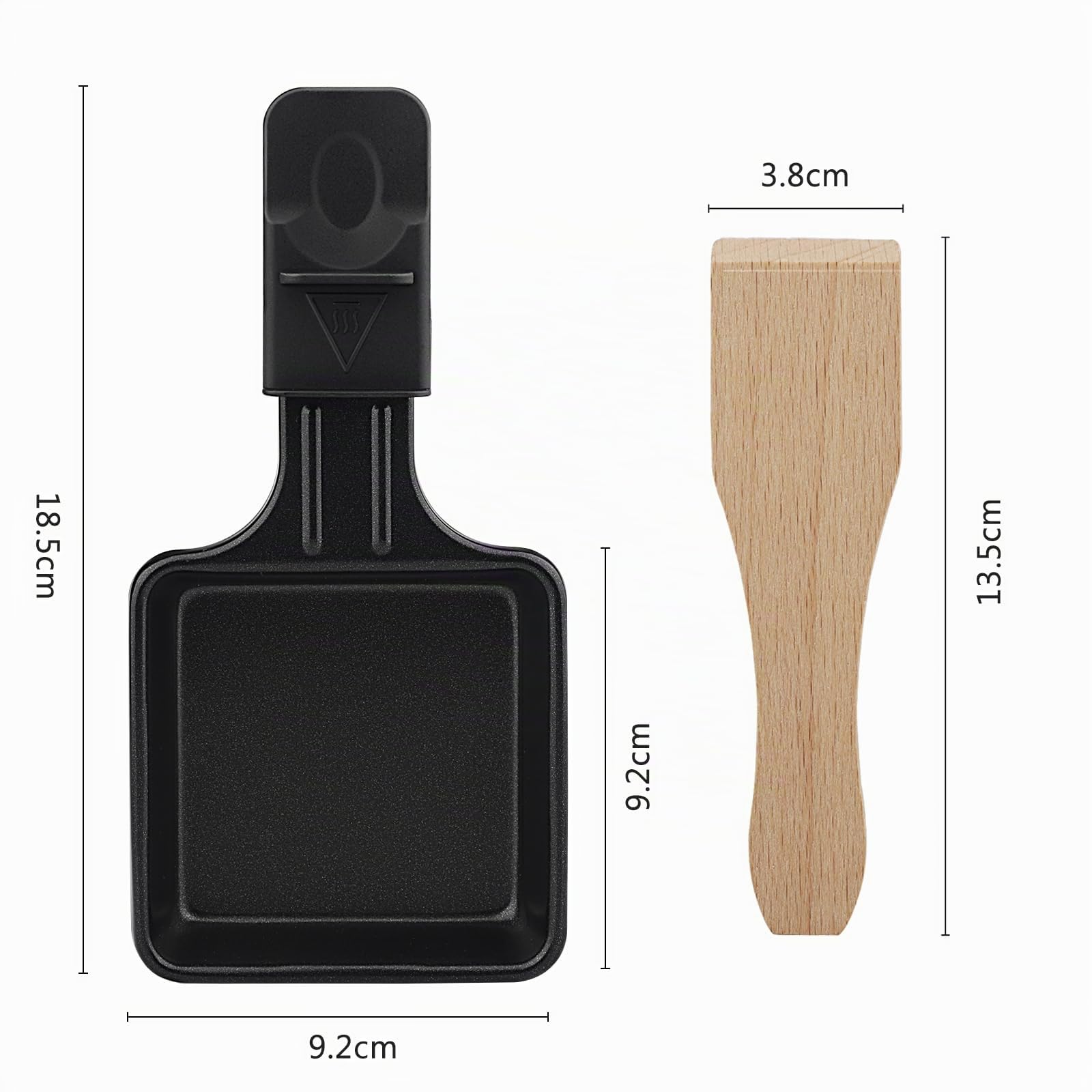 Juego de 4 sartenes para raclette, Sartenes de repuesto para raclette grill, con recubrimiento antiadherente y 4 raspadores de madera para asar queso, huevos