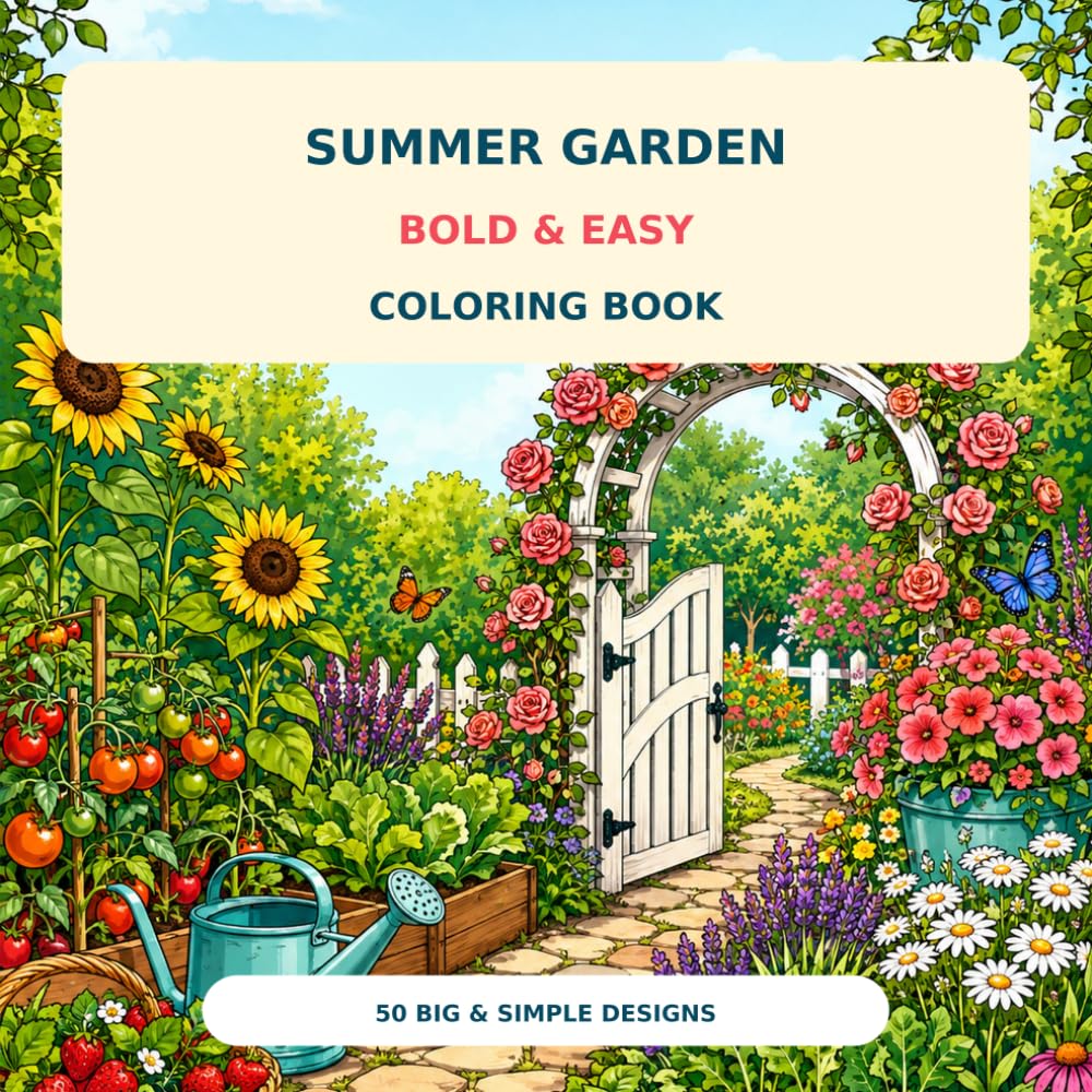 Summer Garden Bold & Easy Coloring Book