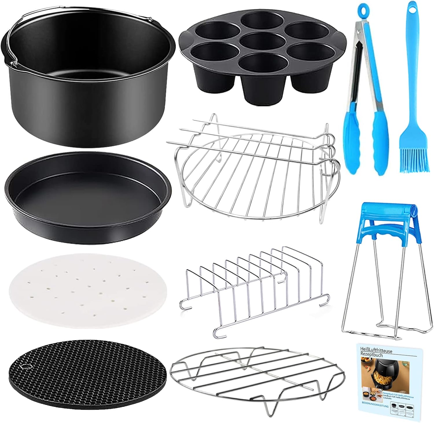 YINGRACE 3,5L 3,8L Accesorios para freidoras de aire caliente, 12 piezas Airfryer para COSORI 3,5L, 3,8L, otros universales 3,2L-3,8L, apto para lavavajillas Anti-tick
