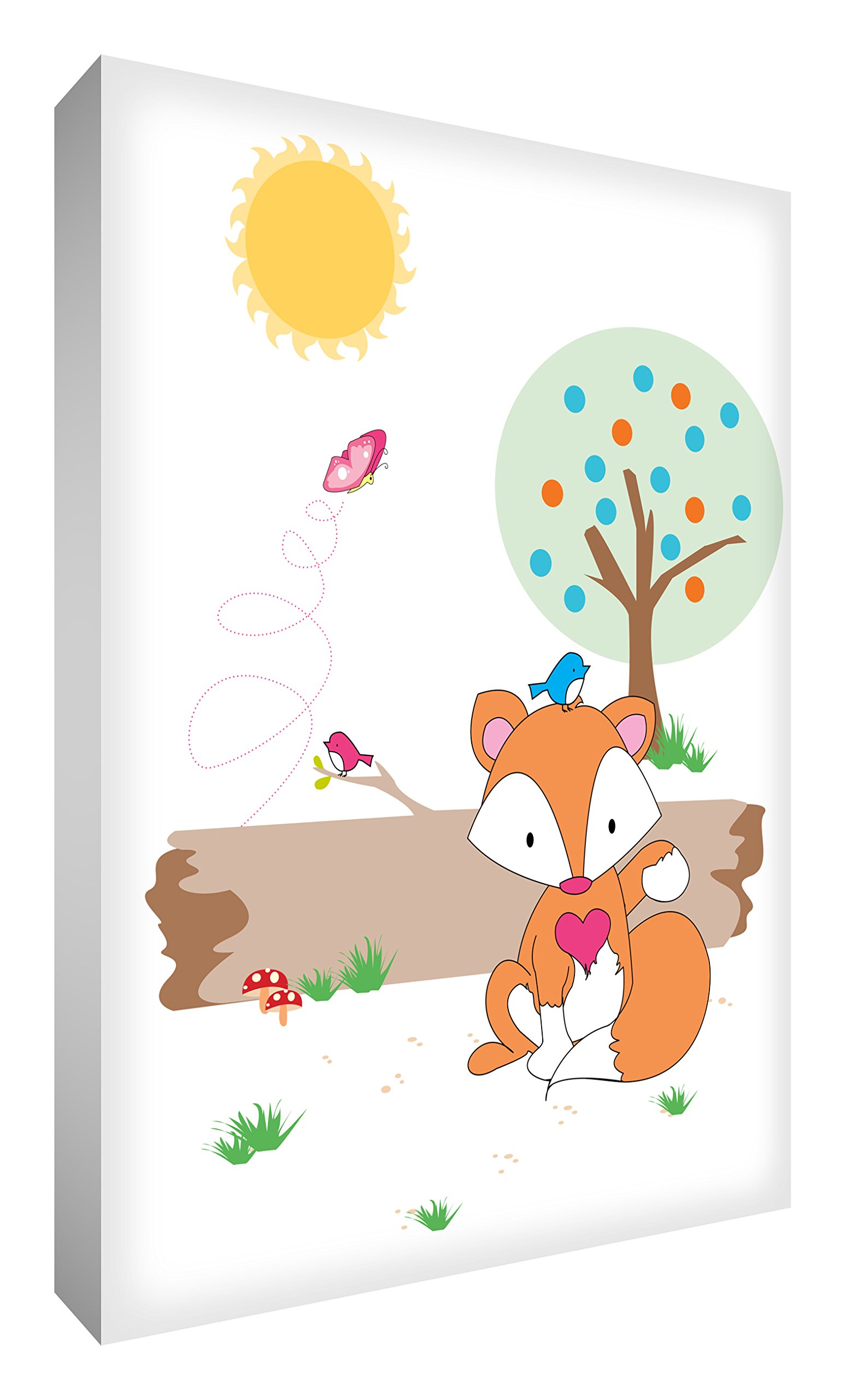 Little Helper FOX1216-12G Feel Good Art ozdoba ścienna z mocnego płótna w nowoczesnym ilustrowanym stylu - Pan lis w lesie, 40 x 30 cm