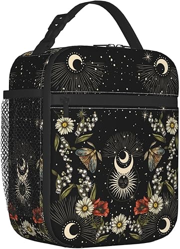 Bolsa de almuerzo de bruja verde margarita para hombres y mujeres, bolsa de almuerzo aislada reutilizable bolsa de almuerzo portátil