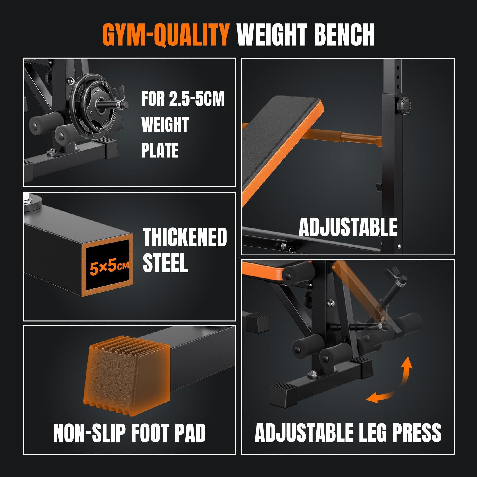 Multifunzione Palestra Casa con Rack Palestra, Panca Piana Bilanciere, Panca Addominali con leg extension leg curl - arm curl - porta