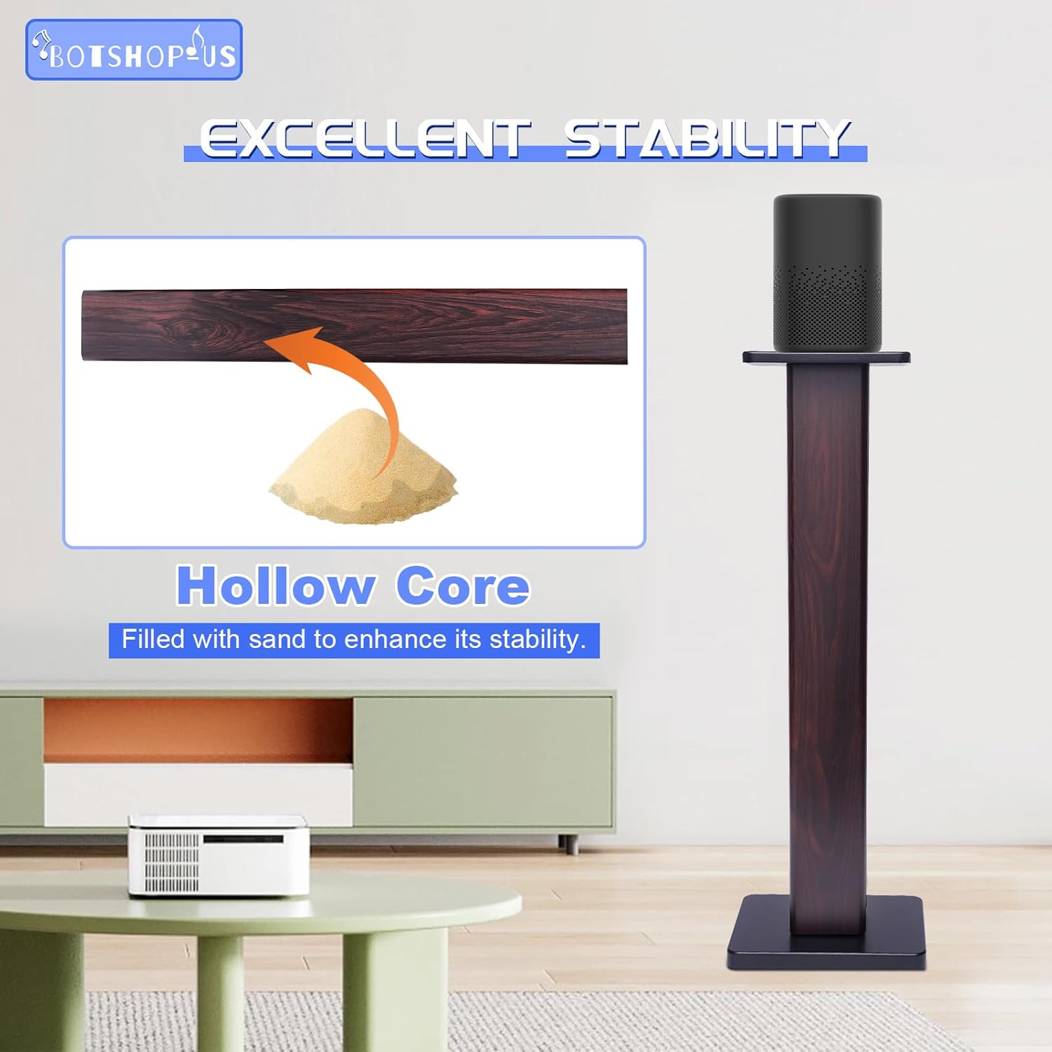 36" Floor Speaker Stands Pair Studio Monitor Stands Bookshelf Speaker Stands Wood Floor Speaker Stands Large Bookshelf Speaker Stands Speaker Stand for Theaters (Black Walnut Wood)