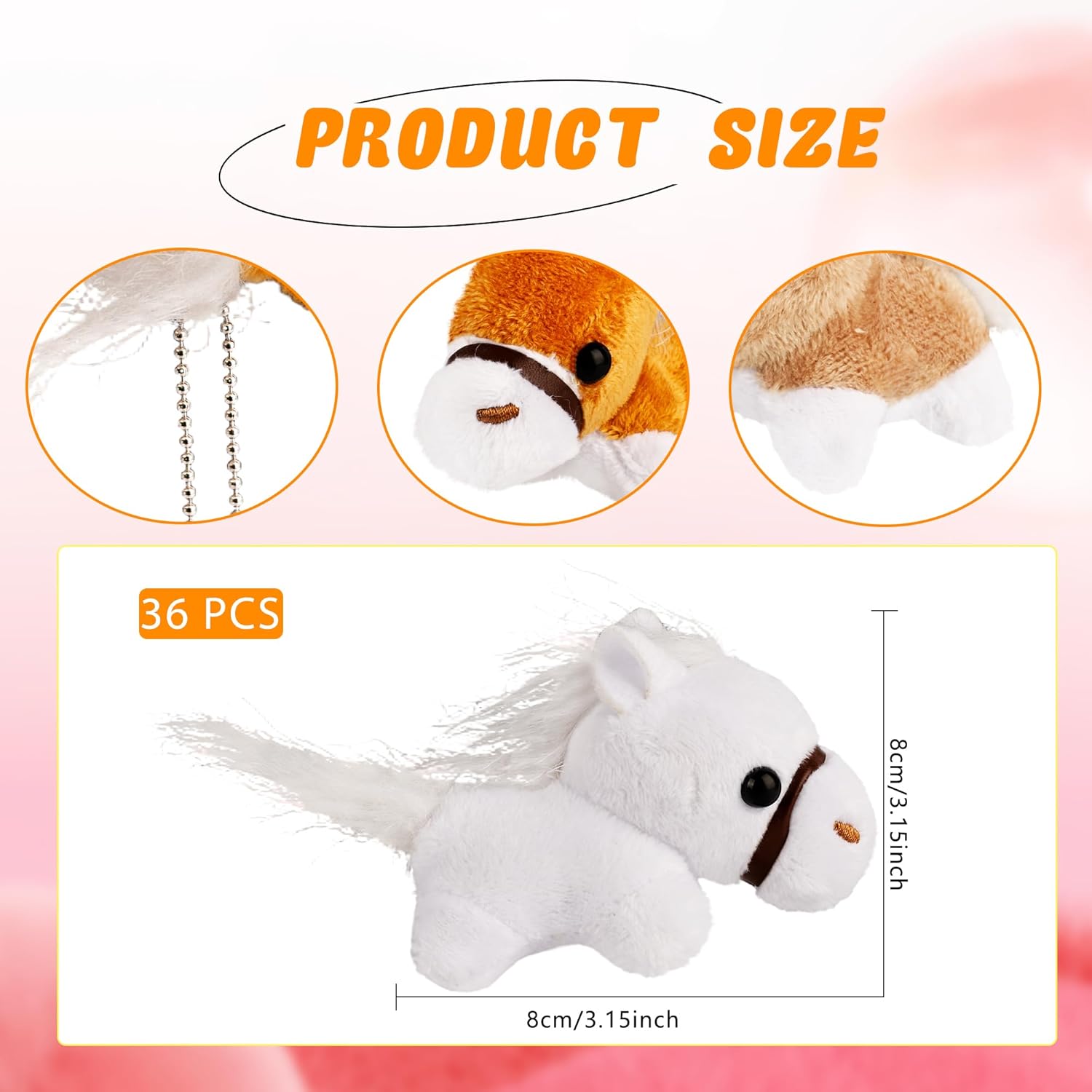 60 Pcs 3.5 Inch Mini Stuffed Horse Animals Toys Plush Horse Animals Horse Party Favors Small Stuffed Horses Keychain for Farm Party Goodie Bag Fillers, 6 Colors