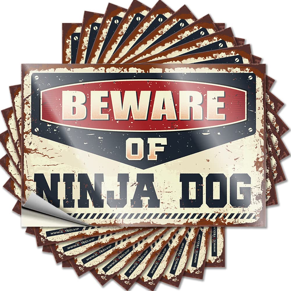 Stickers Tiki Bar Accessories Peel and Stick - Beware of Ninja Dog Garage Autumn Waterproof Vinyl for Comfort(6X9CM)